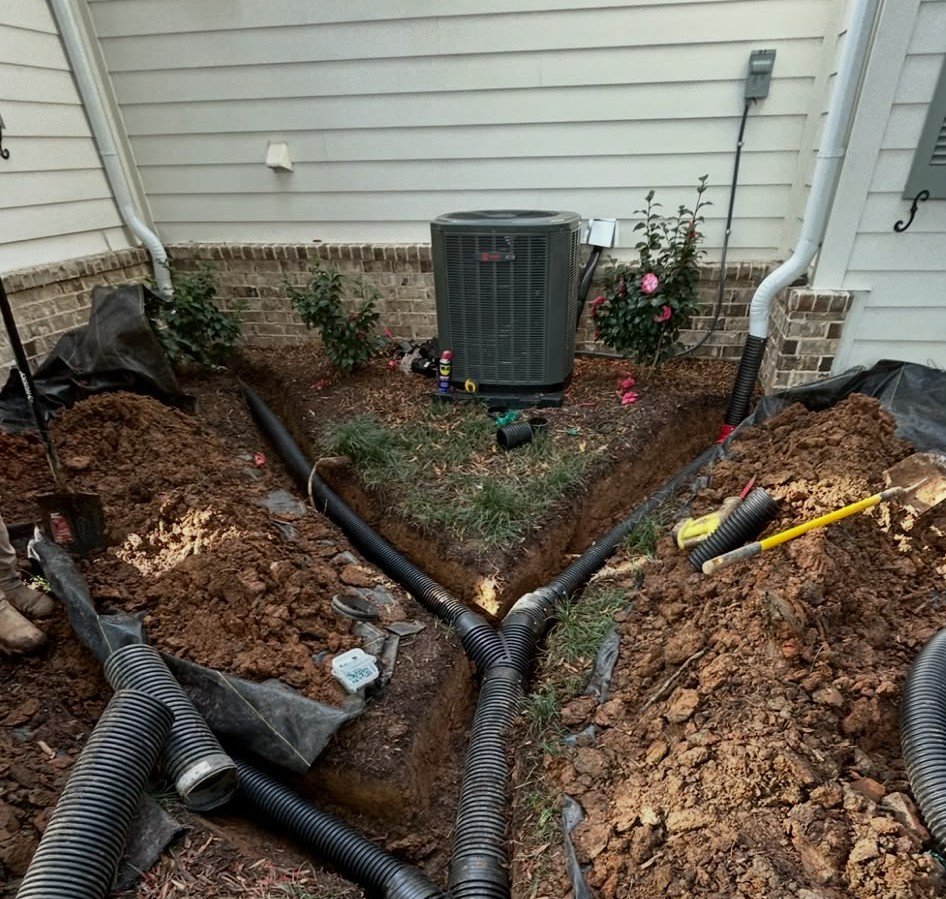 Landscape drainage system installation