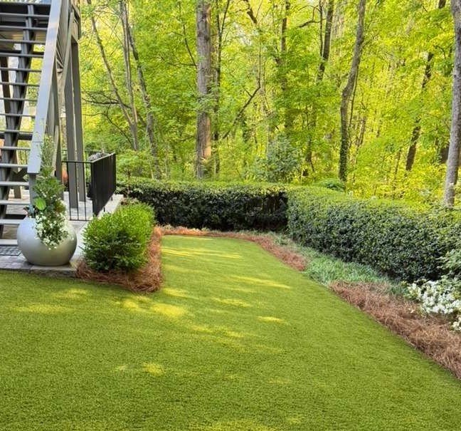 New sod and synthetic grass installation